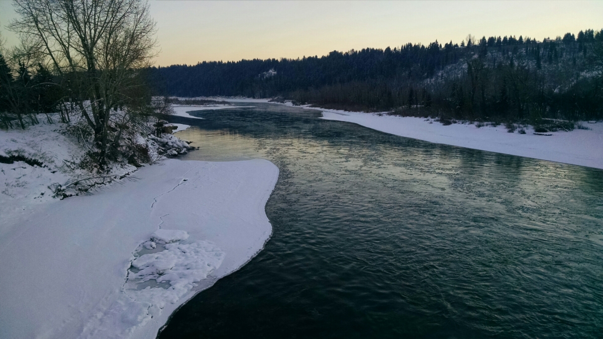 River run at sunset